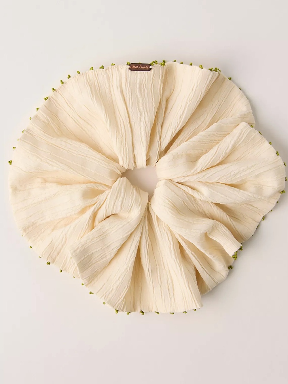 Free People Calypso Beaded Scrunchie in Ivory/Green | NWT